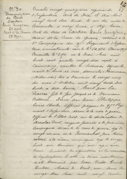 Fichier:Transcription du décès de Louis Eugène Cardon 1.PNG