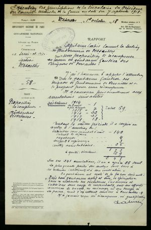 Rapport du capitaine Labis sur une proposition de récompense en faveur du gendarme Gautier, 1er octobre 1918. AD78 cote 3R65/20