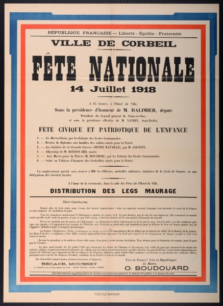 Fichier:Affiche du 14 juillet 1918 à Corbeil - AD78 cote 103J17.jpg
